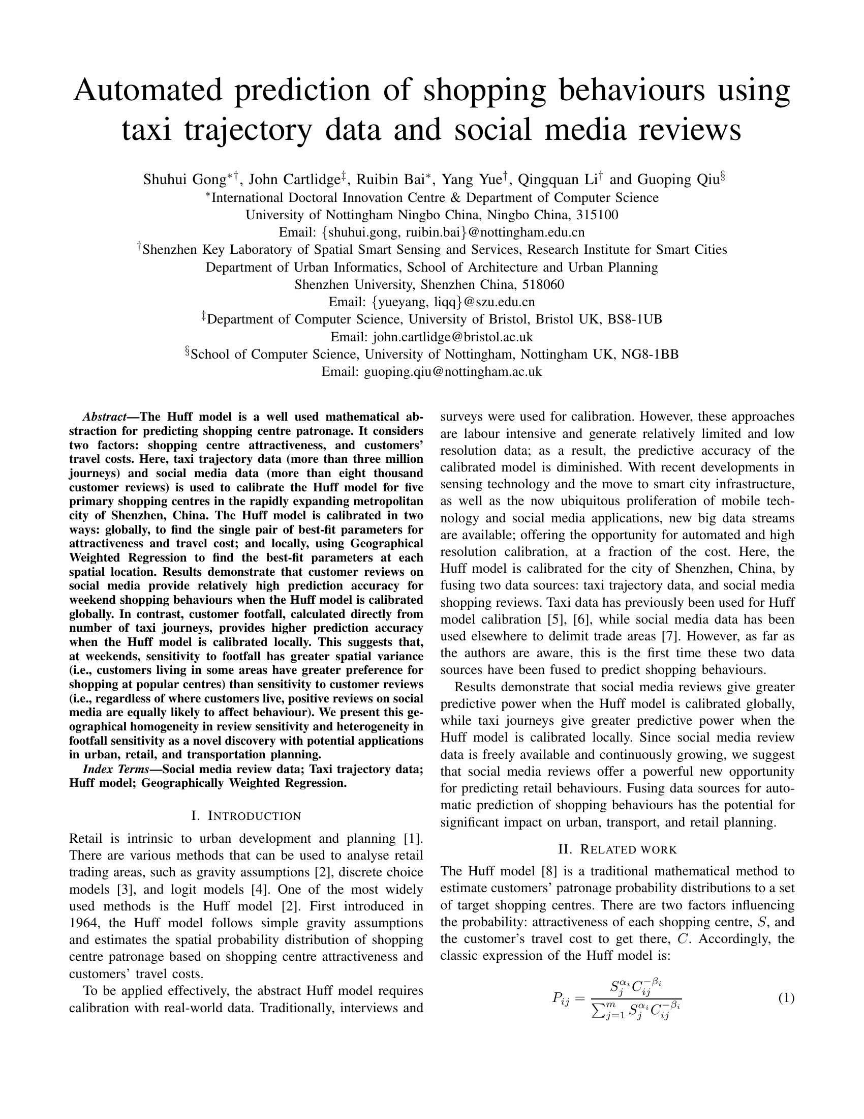 Automated prediction of shopping behaviours using taxi trajectory data and