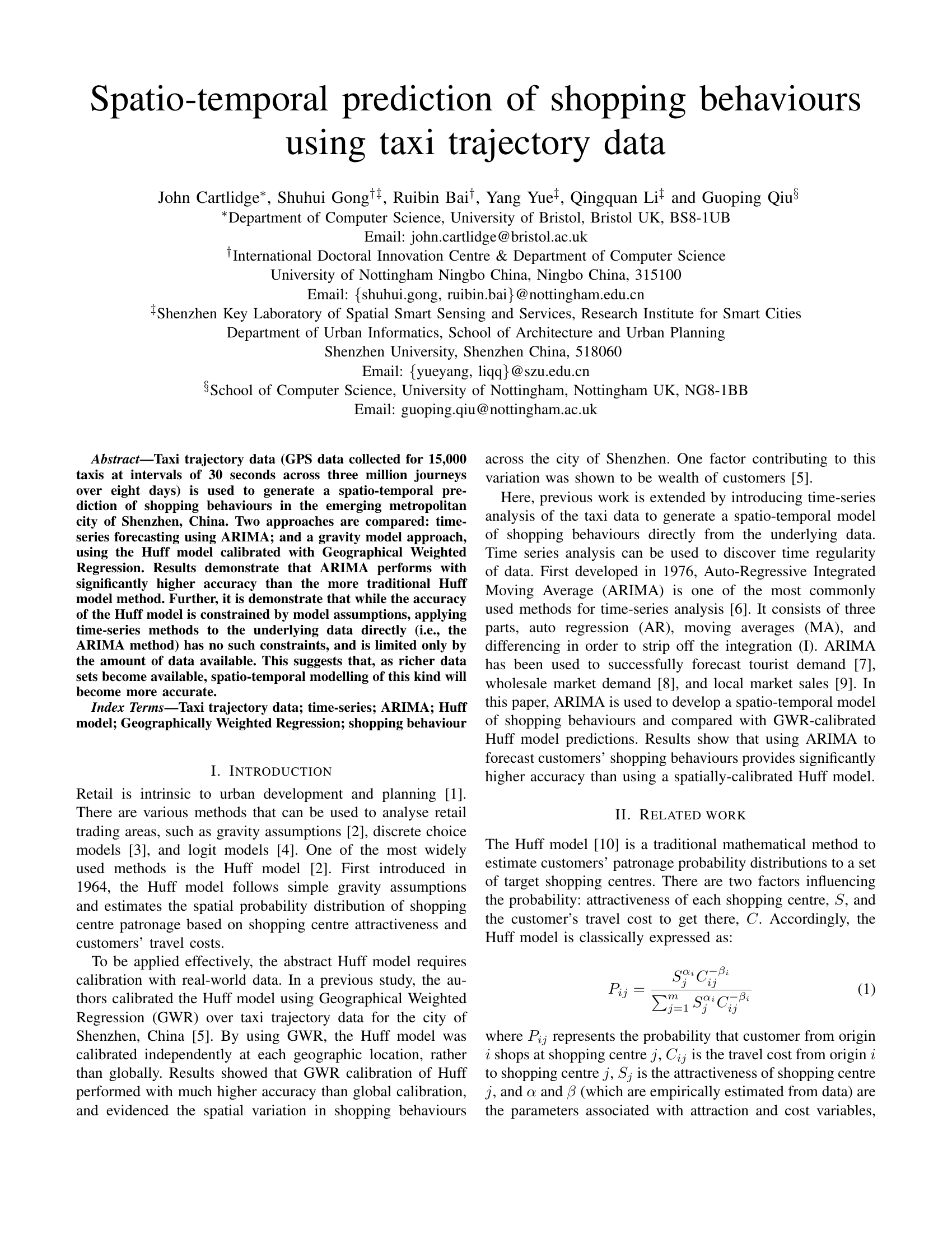Spatio-temporal prediction of shopping behaviours using taxi trajectory data