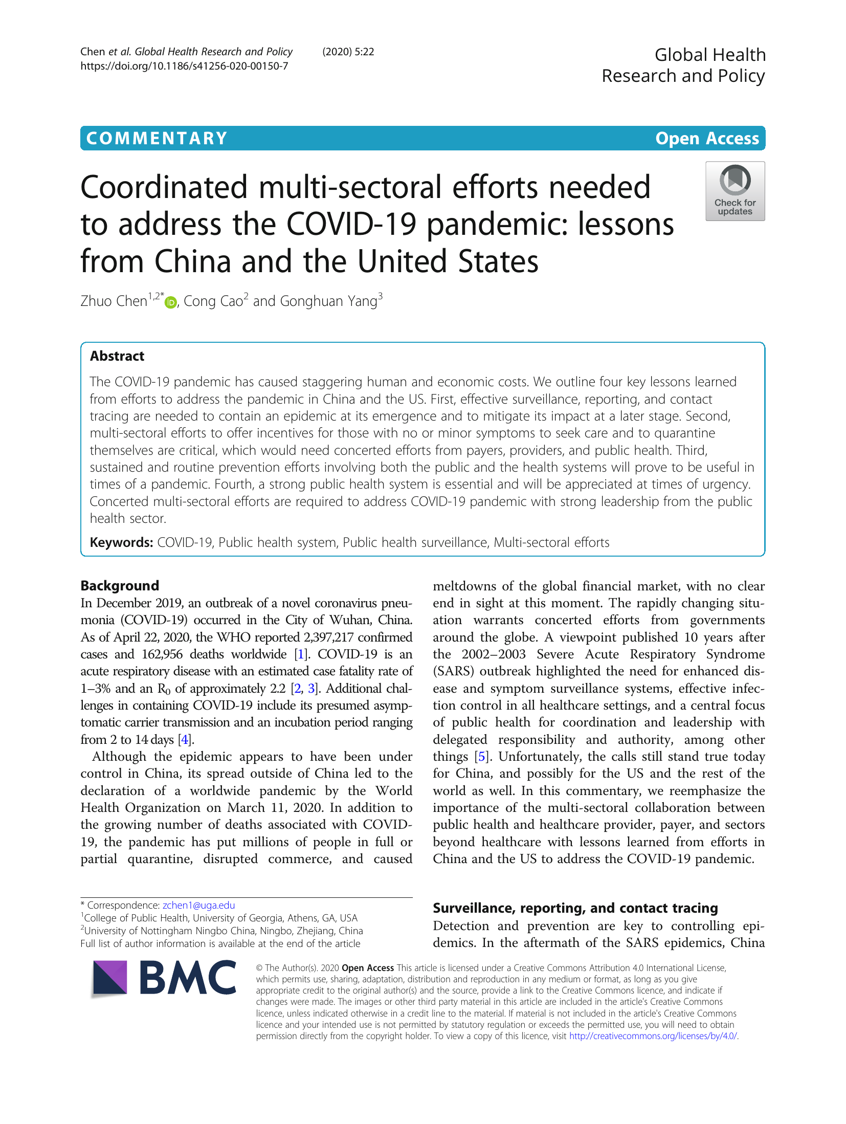 Coordinated multi-sectoral efforts needed to address the COVID-19 pandemic