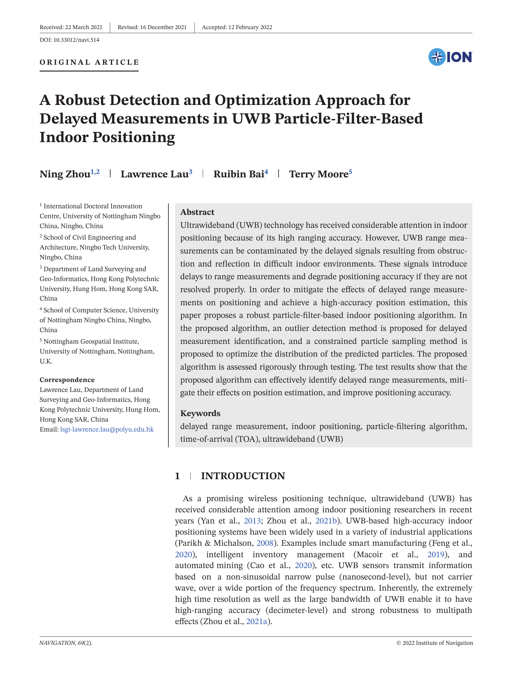 A Robust Detection and Optimization Approach for Delayed Measurements in UWB