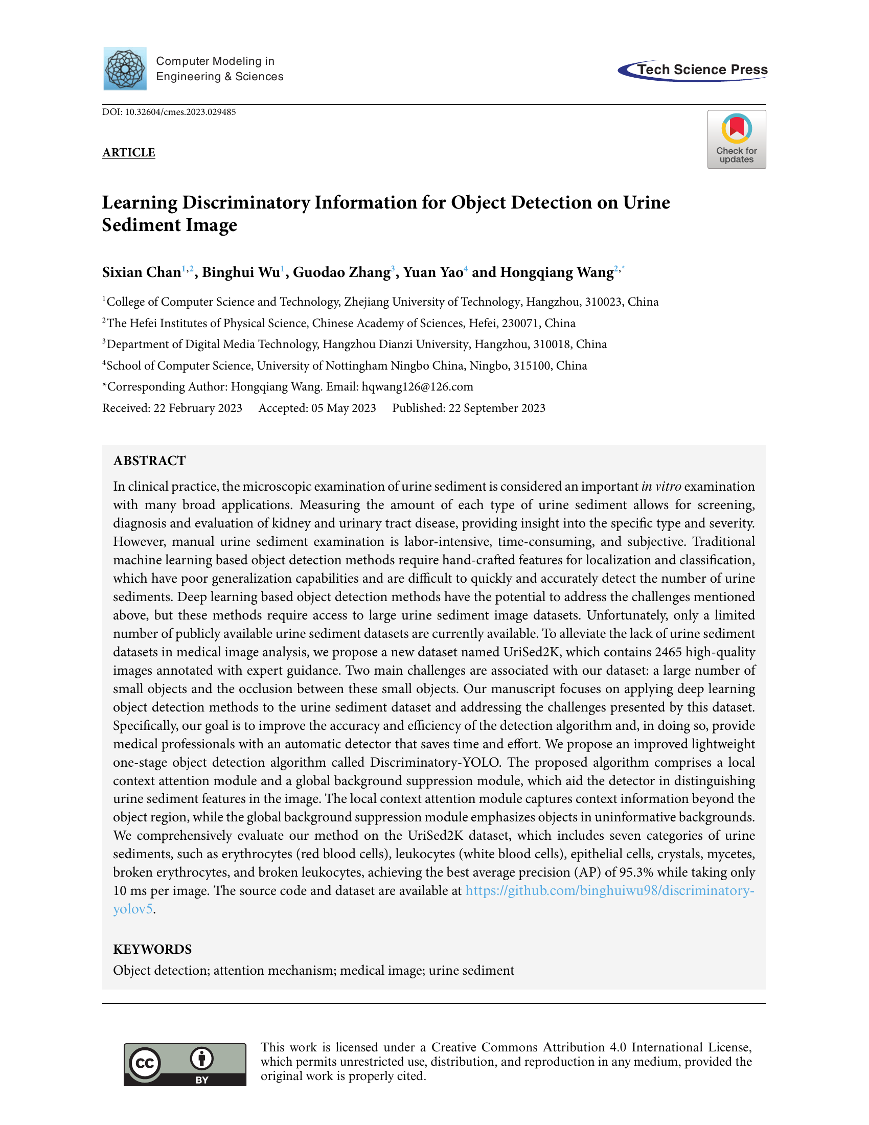Learning Discriminatory Information for Object Detection on Urine Sediment Image