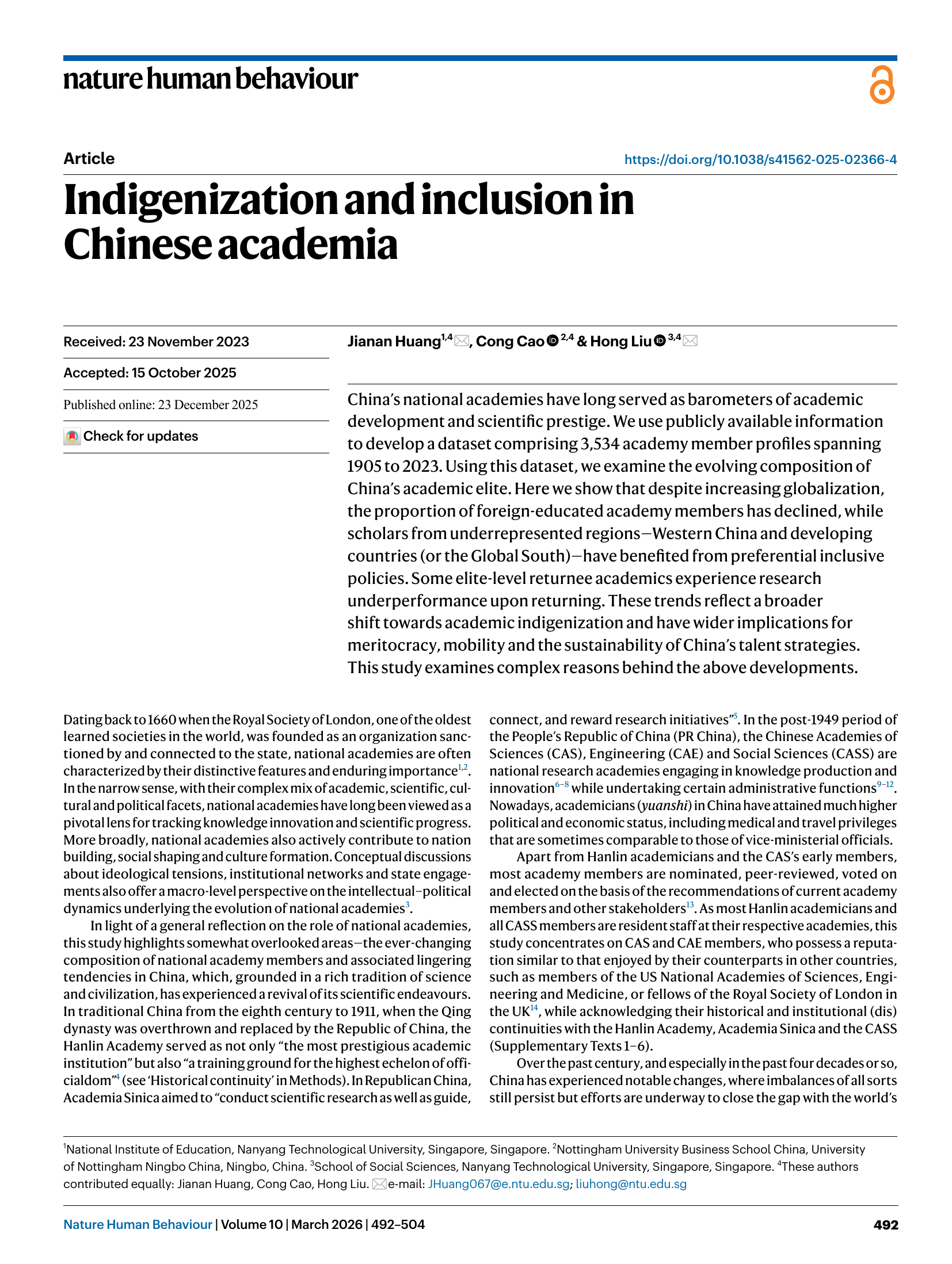 Indigenization and inclusion in Chinese academia