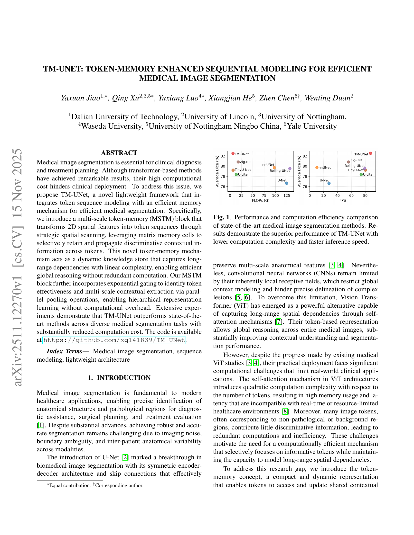 TM-UNet: Token-Memory Enhanced Sequential Modeling for Efficient Medical Imag