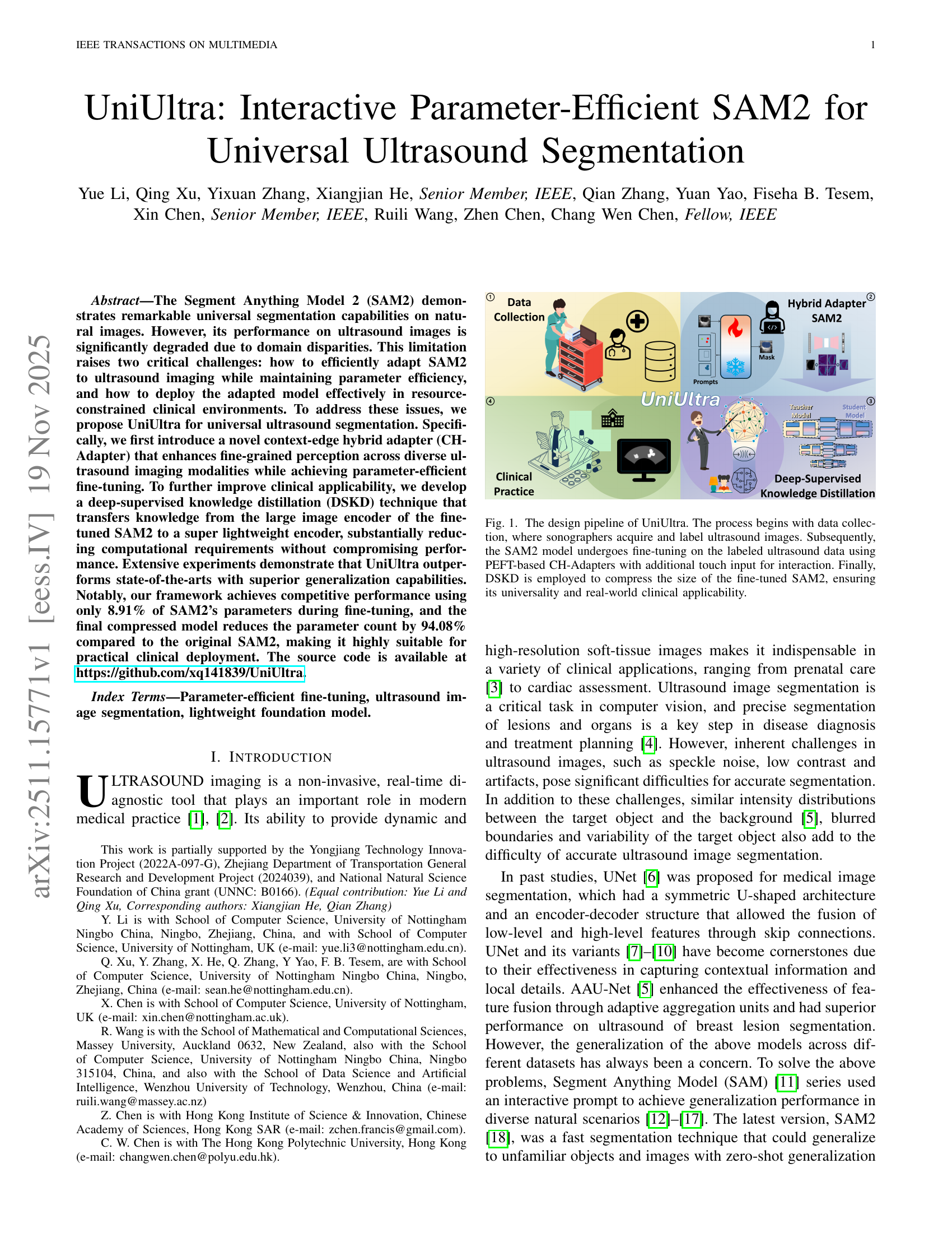 UniUltra: Interactive Parameter-Efficient SAM2 for Universal Ultrasoun